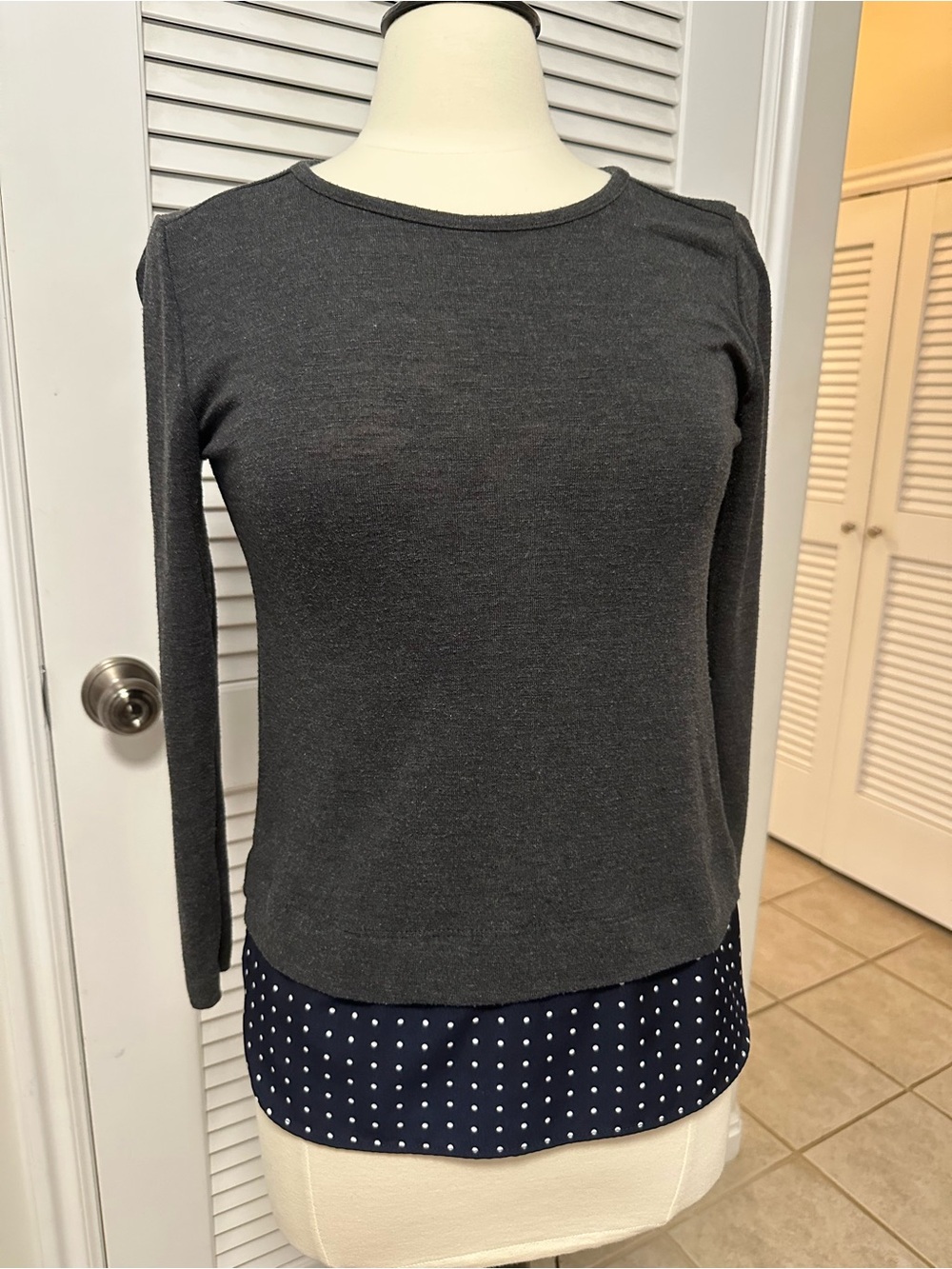 J. Crew Charcoal Gray Long-Sleeve Layered-Look Top